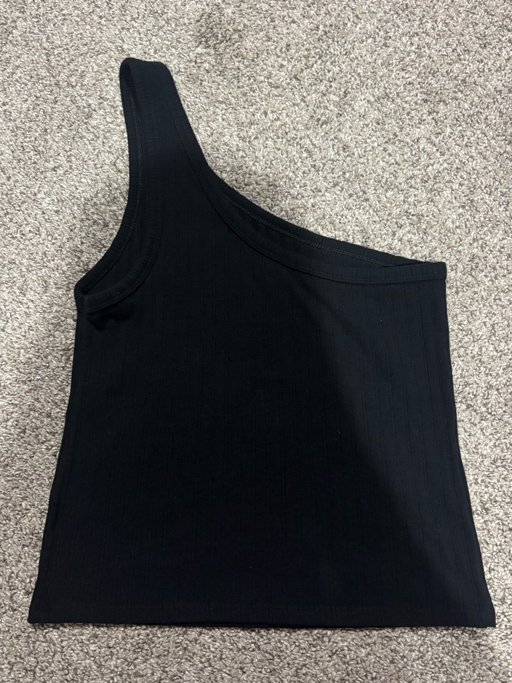 American Eagle Outfitters One-Shoulder Black Ribbed Dress
